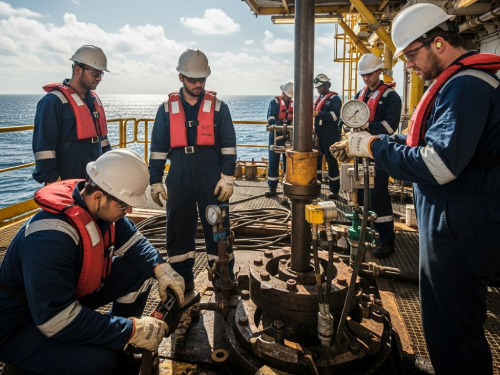 Oil & Gas Industry workers on an offshore rig